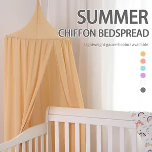 Kanopi Tempat Tidur Anak-anak dengan Kanopi Katun Pom Pom untuk Tempat Tidur Bayi Perempuan Penutup Jaring Kanopi Tirai Boks Baca Nook Tenda Gantung