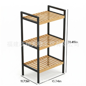 Three Layer Bamboo Bathroom <b>Shelf</b> 60X70cm Freestanding Storage Rack For Home Living Room <b>Bedroom</b> Balcony - Product Image 5
