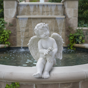 Sculture in Resina della <span class=keywords><strong>Dea</strong></span> dell'Amore, Arte in Resina per Hotel e Paesaggistica di Piazze, Fontana Decorata con Cupido che Tiene in Mano una Rosa - Product Image 1