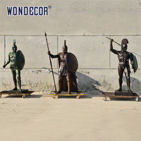 Statue de guerrier spartiate grec en bronze, armure de gladiateur, sculpture pour jardin extérieur et parc