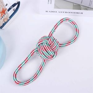 Cuerda interactiva <span class=keywords><strong>para</strong></span> <span class=keywords><strong>perros</strong></span> de algodón ecológica de estilo moderno, Bola de punto, dientes de cachorro, limpieza indestructible, nudo de mano duradero - Product Image 3