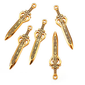 Alliage Vintage Warrior Giant Sword Charms Knight Sword Knife Gun Pendant for DIY Handmade Jewelry Material 58*14mm M109 - Product Image 5