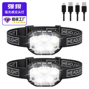 Lampe frontale transfrontalière mini à capteur XPE COB LED avec lumière rouge, rechargeable par USB, pour la randonnée - Product Image 2