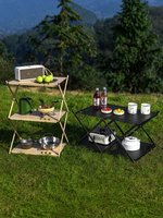 Étagère de rangement pliable pour le camping, organisateur de cuisine extérieur portable multi-niveaux, support pour équipement de pique-nique pour les sorties en camping dans le jardin