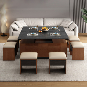 NKAHS Modern Wood Coffee <b>Table</b> with Storage Shelf <b>and</b> Drawers for Living Room Furniture - Product Image 3