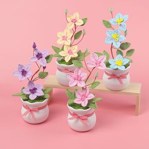 Nouvelle fleur artificielle tricotée à la main 2026, plante de clématite en pot, fleur en crochet pour décoration maison et voiture, cadeau de Saint-Valentin - Product Image 6