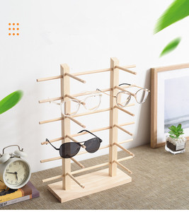 8 Pairs Classic Wooden & Stainless Steel Sunglasses Display Stands for Retail Store Exhibition Collection Storage Shelves Units - Product Image 2