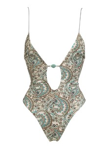 Traje de baño de una pieza con estampado Paisley Boho 2026 para mujer, con escote en V profundo, tirantes finos y corte alto, ropa de playa al por mayor - Product Image 4