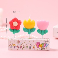 3 bougies d'anniversaire en forme de fleur, bougies d'anniversaire pour la fête d'anniversaire, fournitures d'ornements, décoration de gâteau