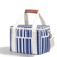 Sac pliable portable thermique de grande capacité en tissu Oxford imperméable imprimé à rayures, pour la plage, le camping en plein air
