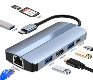 Dual-core công nghệ PD 87W nhanh phí HUB Adapter chuyển đổi RJ45 100M Ethernet 1080P VGA USB đa cổng adapter