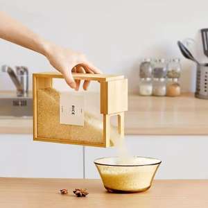 Kreative Minimalistische Aufbewahrungsbox aus Bambus mit Holzmaserung, Holzorganizer für Bohnen, Hafer, Müsli, Küchen-Lebensmittelbehälter - Product Image 5