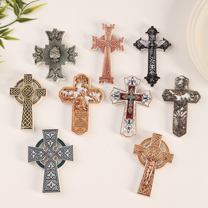 Custom Design Religious Resin Embossed Fridge Magnet Cross Pattern Refrigerator <strong>Sticker</strong> Home Decor Souvenir Bulk - Product Image 1