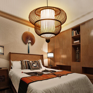 Lámpara Colgante Redonda de Bambú Tejido, E27 LED, Iluminación para Hoteles y Restaurantes, Estilo del Sudeste Asiático - Product Image 3