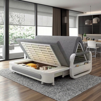 Sofá cama plegable inflable moderno con tapicería de tela y marco metálico de almacenamiento para uso en apartamentos, hoteles o salas de estar