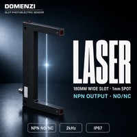 Capteur laser DOMENZI GL180L-N-V3, fente laser 1 mm, ouverture de 180 mm, NPN, positionnement précis et détection rapide des mouvements
