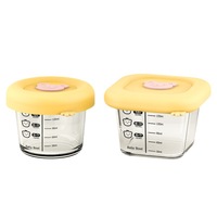 Récipient de Conservation des Aliments pour Bébé en Verre Borosilicate avec Couvercle en Silicone, Compatible Micro-ondes, Scellé pour une Conservation Optimale de la Fraîcheur, Idéal pour la Cuisson à la Vapeur