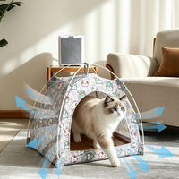 Tente pour chat de compagnie en gros d'usine, maison pour animaux résistante à l'eau, pliable, en nylon Oxford, tapis rafraîchissant lavable, boîte avec plateau en plastique, OEM ODM