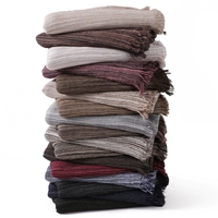 Hijab châle de luxe en modal, viscose, rayonne et coton, avec bords à franges, texture douce et froissée, doux pour la peau et respirant, chauffant