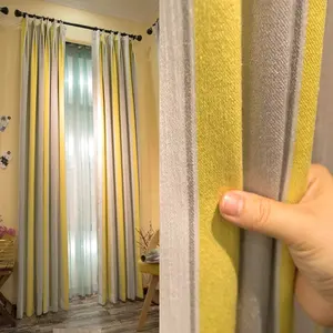 Desain Terbaru Garis Chenille Berat Tersedia Tirai Jendela Panel untuk Kamar Tidur Ruang Tamu Pintu Kaca