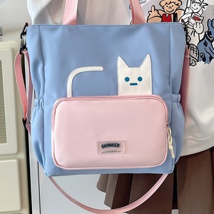 Shinaier Women's Tote Bag Blue Pink Cat Design Water Resistant Everyday Commuter Bag - Product Image 1