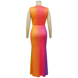 สินค้าใหม่เอี่ยม เดรสยาวทรงเข้ารูป คอลึก สายเดี่ยว พิมพ์ลาย เซ็กซี่ สำหรับผู้หญิง แฟชั่น - Product Image 4