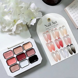 Esmalte de Uñas en Gel Sólido de 9 Colores, Pegamento para Decoración de Uñas, Colores Populares, Degradado de Color, Arte y Creación de Diseños - Product Image 1