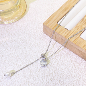 Fornitore di Gioielli 2026, Nuovi Accessori di Moda, Gioielli Raffinati, Collana Lunga Personalizzata con Ciondolo a Cuore, Perla e Cristallo per Donne - Product Image 4