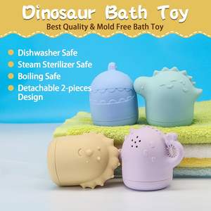 Jouets de bain en silicone pour bébés et tout-petits, sans BPA, fabriqués par Dainasour, en forme d'animaux, doux, à bulles - Product Image 3