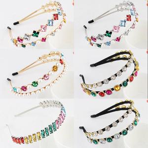 Diademas de Cristal de Lujo Coloridas, Accesorios para el Cabello para Mujeres y Niñas, Diademas Brillantes con Perlas Simuladas Estilo Coreano, Venta al por Mayor de Accesorios para el Cabello, Regalos - Product Image 3