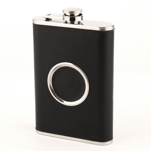 Termo telescópico de acero inoxidable para <span class=keywords><strong>vino</strong></span>, bote portátil de 8oz para envolver cuero, creativa, para Whisky, con taza plegable - Product Image 3