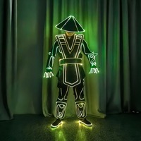 Светящийся костюм из оптоволокна и LED-лент, новый дизайн, полиэстер, сценический костюм с ЭЛ-проводом и шелкографией для мужчин, на Новый год