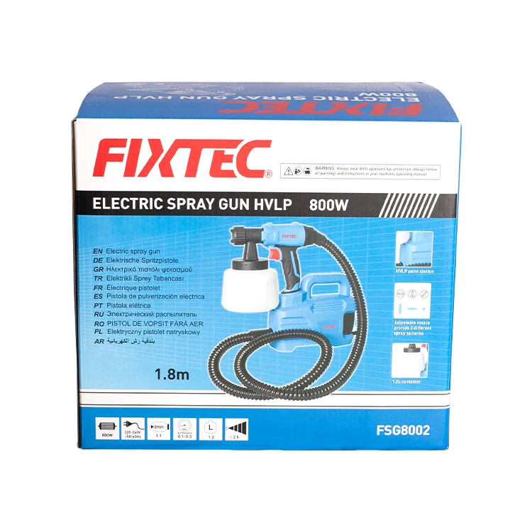 FIXTEC 800W 1100ML/Min High Power Electrical Sprayer Hvlp Paint Gun With 1.8M Air Hose