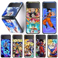 Oğlu Goku Anime Ultra ince katlanabilir mat siyah Anti kayma telefon kabuk Samsung kılıfı Galaxy Z Flip 3