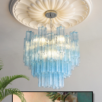 Lustre LED en fer et verre de style moderne français de luxe, hauteur réglable, pour villa, salon, hôtel, lampe suspendue