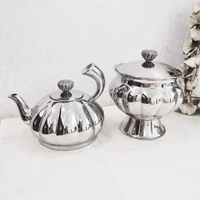 Service à thé et café de style européen en acier inoxydable 304, design créatif, luxe discret, vintage, avec pot de présentation de desserts et pot à bonbons