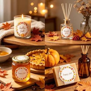 Étiquettes de remerciement pour l'automne, autocollants ronds en papier auto-adhésifs pour emballages cadeaux et artisanat, design écologique - Product Image 2