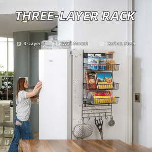 Cestas Colgantes de Alambre de Hierro de Tres Niveles para Refrigerador, Multifuncionales, No Plegables, Directo de Fábrica - Product Image 2