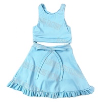 Ensemble haut à col montant et jupe plissée pour filles DH ODM, imprimé vintage, nylon et élasthanne extensibles, tenues preppy pour enfants