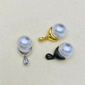 Colgante de Plata S925 con Cuentas Redondas de 11-14 mm, 31097, Accesorios de Perlas para Hacer Joyas, Base Vacía para Colgante de Collar Negro - Product Image 3