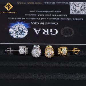 Luxury <b>Ice</b> Out Women Fine Jewelry 925 Sterling Silver VVS Moissanite 7.5mm Hip Hop Round Shape Earring Jewelry Unisex - Product Image 4