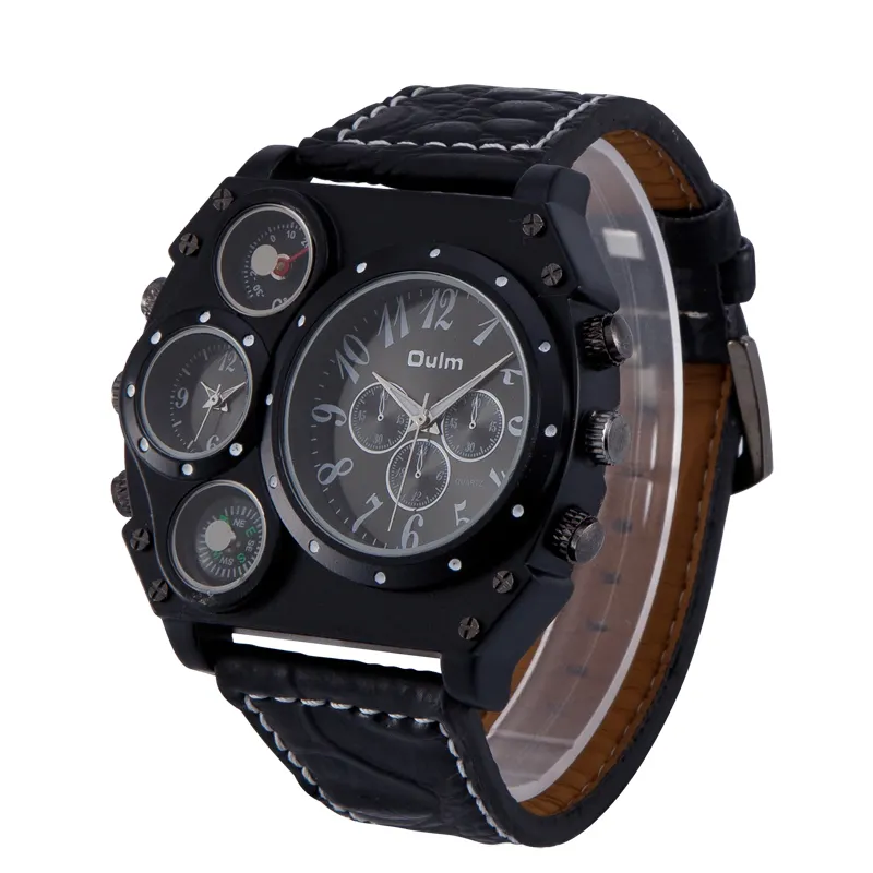 Oulm 1349 New Sport Watches Men Super Big Large Dial Male Quartz watch Decorative Thermometer Compass Luxury Men Wrist watch