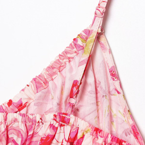 Gran oferta <span class=keywords><strong>Rosa</strong></span> correa de espagueti moda Casual transpirable tejido verano sin cuello Natural mujer patrón Floral Maxi Slip <span class=keywords><strong>vestido</strong></span> - Product Image 3
