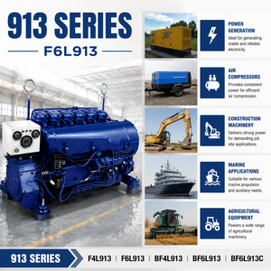 Moteur diesel refroidi par air série 913 F6L913 79kW 85kW, groupe électrogène industriel pour machines d'ingénierie et groupes électrogènes - Product Image 2