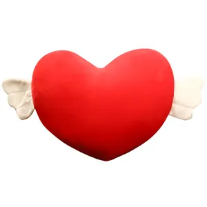 Valentines day gift heart shape pillow with wings soft and cute for girls and friends hand warm