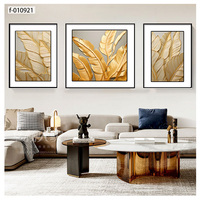 Vente en gros de plantes à feuilles dorées de haute qualité pour la décoration intérieure. Tableau mural en cuir imprimé UV.