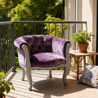 Fauteuil capitonné de style campagnard français avec pieds cabriole sculptés, fauteuil d'appoint en tissu crème Poltrona pour salon