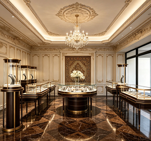 Vetrine di Lusso Personalizzate per Gioielleria, Espositori in Vetro Oro Rosa per Negozi di Gioielli - Product Image 6