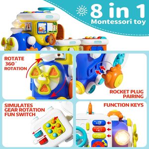 Tren Musical <span class=keywords><strong>Montessori</strong></span>, <span class=keywords><strong>Cubo</strong></span> <span class=keywords><strong>de</strong></span> Actividades 8 en 1 con Luz y Sonido, Juguete Educativo Multifuncional para Niños Pequeños - Product Image 3