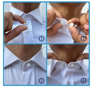 Extender del collo del colletto della camicia elastica per la camicia del vestito Non-metallo bottone Extender per le camicie di colore bianco e nero - Product Image 6